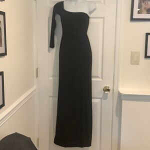 NWT CLUB L LONDON Black Formal One Sleeved Dress with High Slit